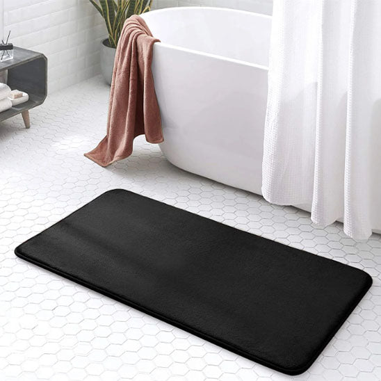 tapis de bain mousse memoire noir rectangulaire