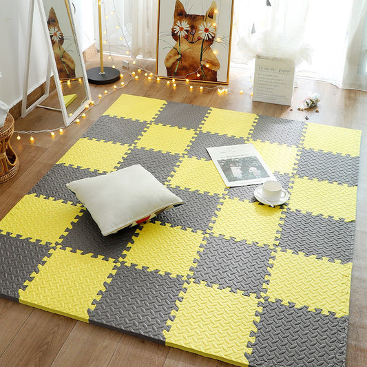 tapis eveil mousse gris jaune aire de jeu