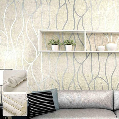 tapisserie murale moderne motif vague argente