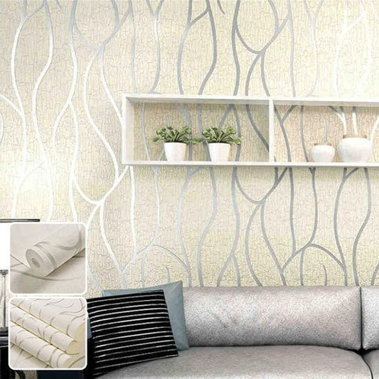 tapisserie murale moderne motif vague argente