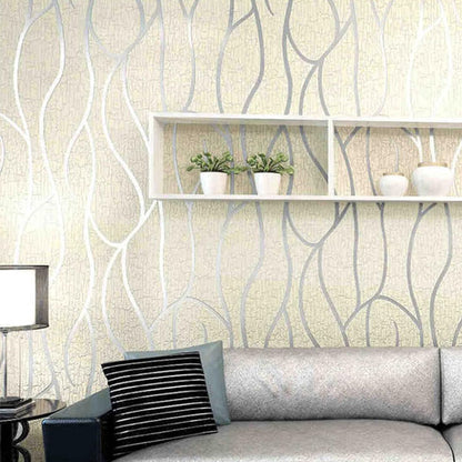 tapisserie murale moderne motif vague argentee