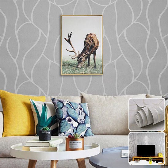 tapisserie murale moderne motif vague gris