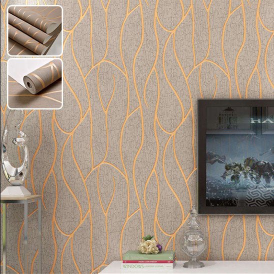 tapisserie murale moderne motif vague marron orange