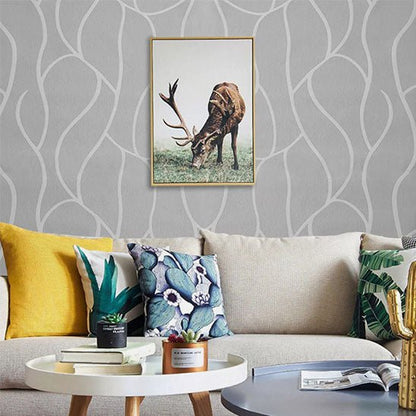 tapisserie murale moderne vagues grises salon cerf