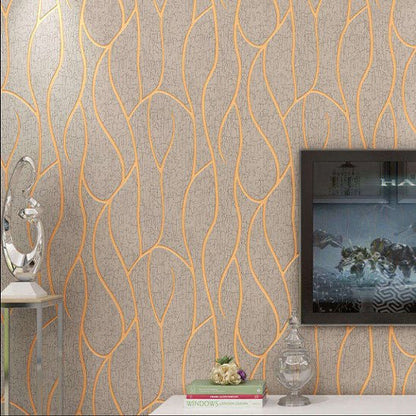 tapisserie murale moderne vagues or fond gris salon