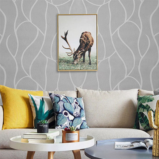 tapisserie murale motif vague gris
