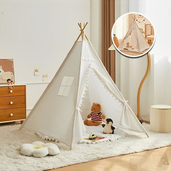 tente tipi enfant blanche peluche