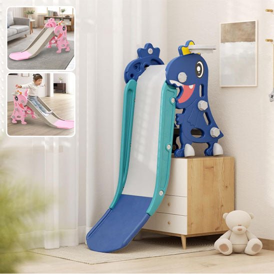 toboggan enfant dinosaure bleu haut meuble