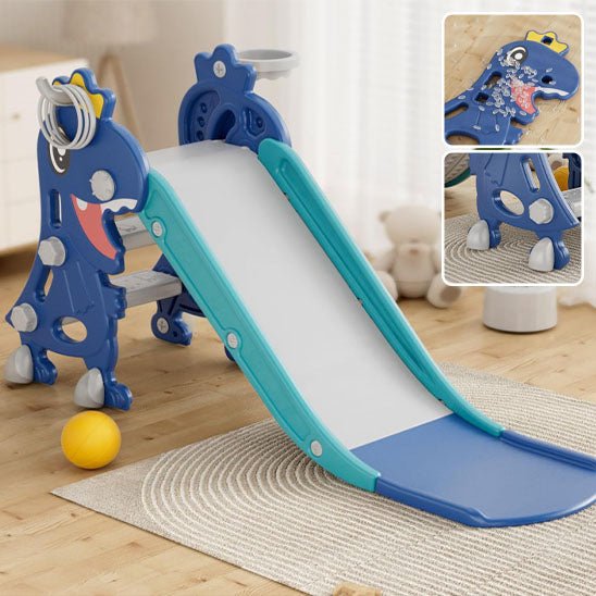 toboggan enfant dinosaure bleu 