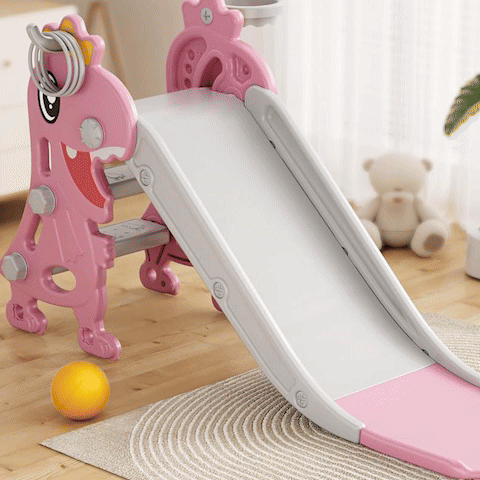toboggan enfant rose dinosaure