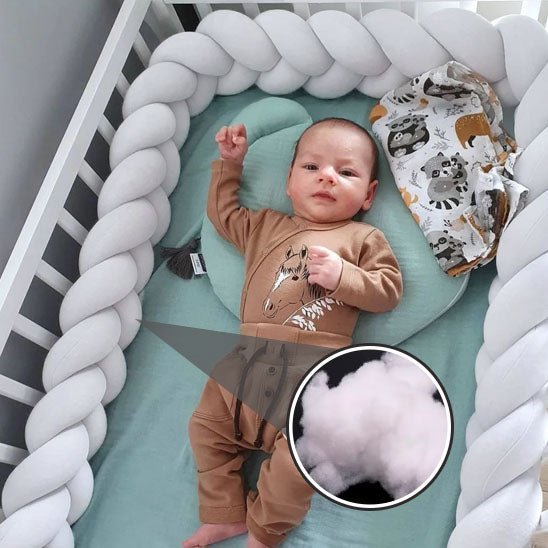 tour lit bébé tressé blanche matelas vert