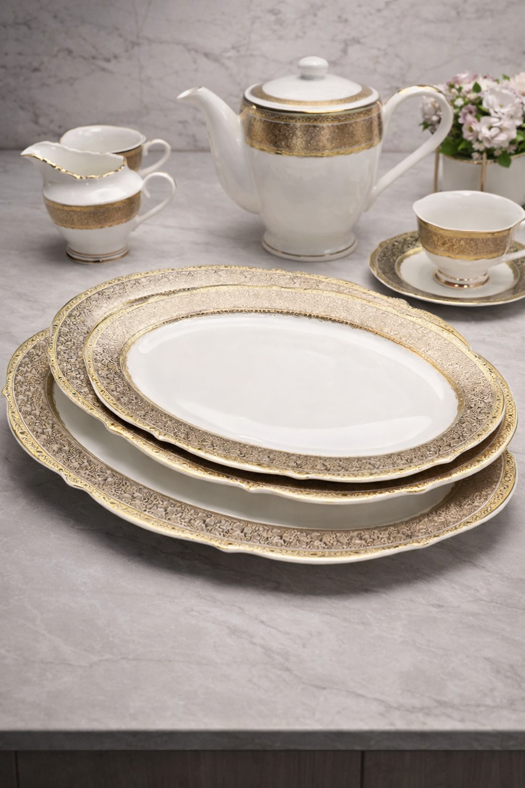 vaisselle golden kitchenware finition doree elegante
