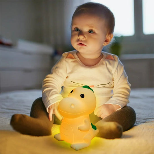 veilleuse bebe lumineuse dinosaure avec enfant