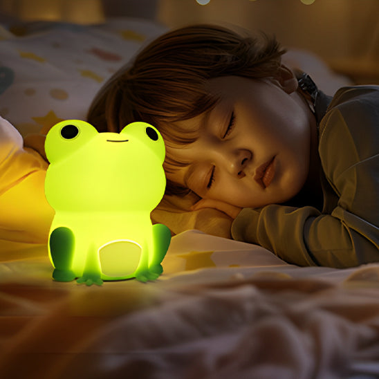 veilleuse enfant endormi grenouille lumineuse lit nuit