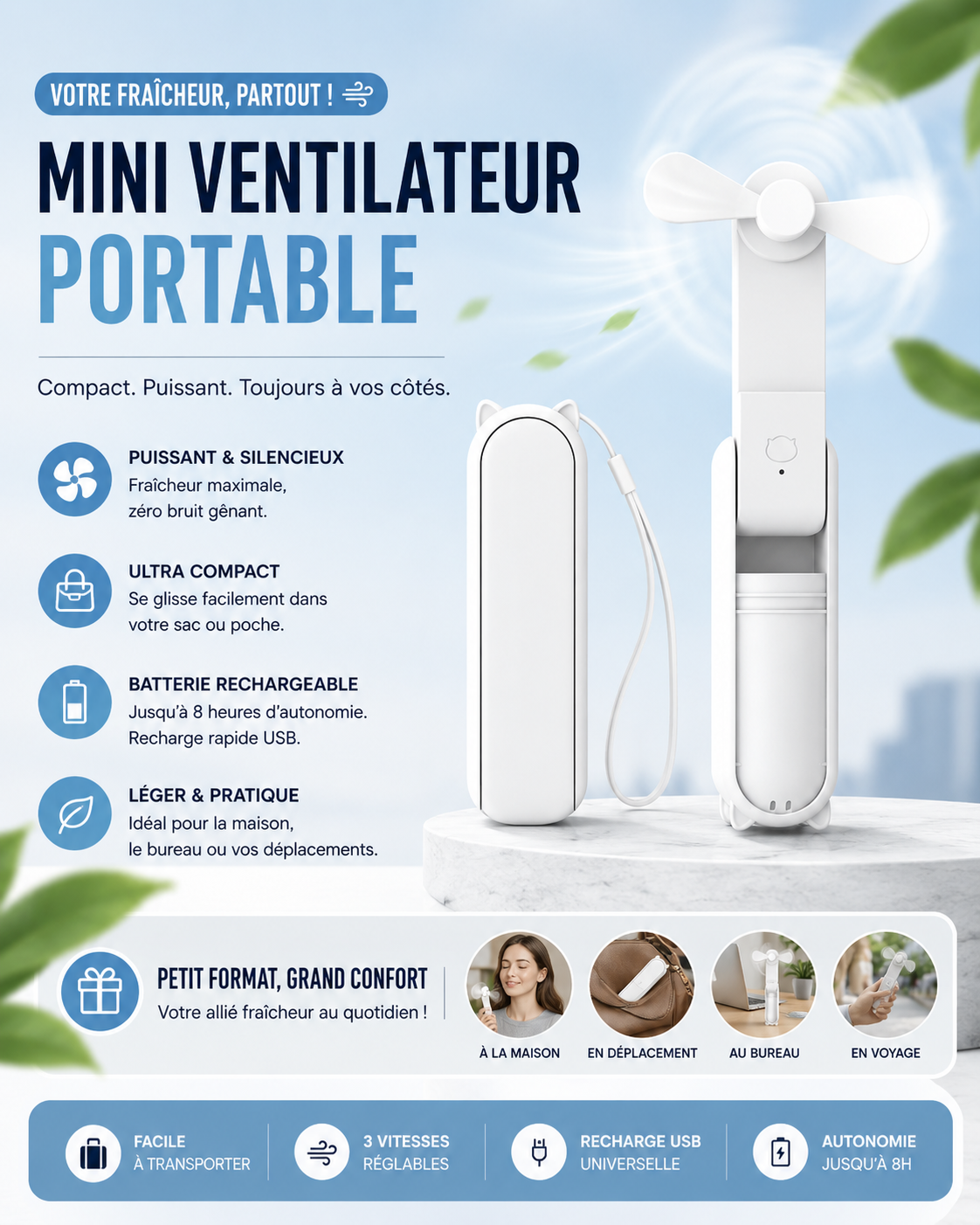 ventilateur portatif rechargeable
